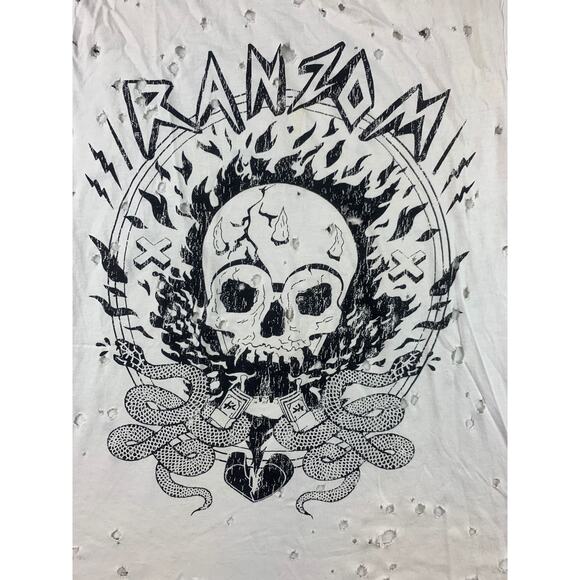 H&M Divided Skull T‎ Shirt Woman's Small White Rock And Roll Snakes Graphic T - Picture 8 of 9